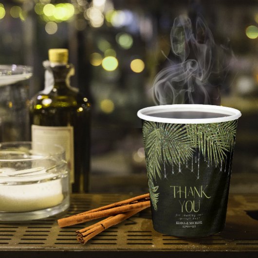 Jewel Palm Leaf Wedding Green ID830 Pappbecher