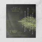 Jewel Palm Leaf Wedding Green ID830 Platzkarte (Außenseite Aufgefaltet)