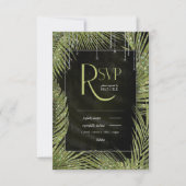 Jewel Palm Leaf Wedding Green ID830 RSVP Karte (Vorderseite)