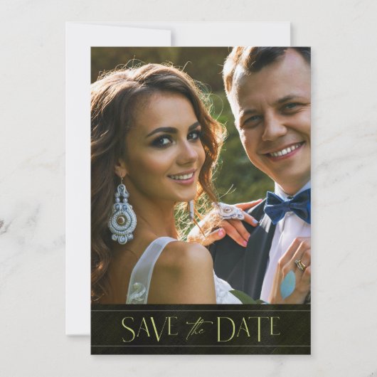 Jewel Palm Leaf Wedding Green ID830 Save The Date (Vorderseite)