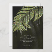 Jewel Palm Leaf Wedding Green ID830 Save The Date (Rückseite)
