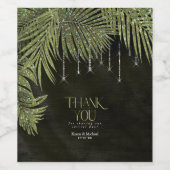 Jewel Palm Leaf Wedding Green ID830 Weinetikett (Einzelnes Label)