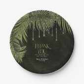 Jewel Palm Leaf Wedding Green V2 ID830 Pappteller (Vorderseite)