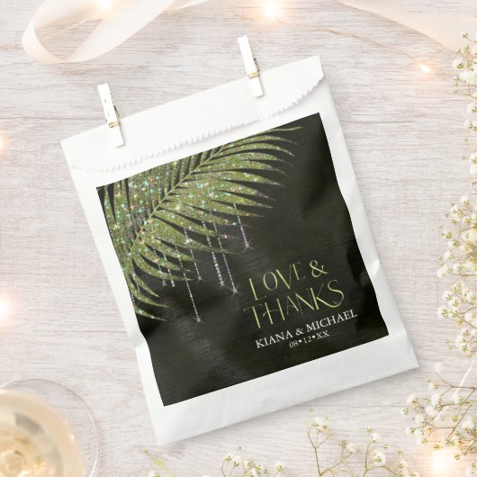 Jewel Palm Leaf Wedding Liebe Dank Green ID83 Geschenktütchen (Ausgeschnitten)