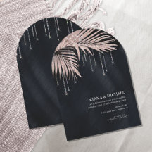 Jewel Palm Leaf Wedding Rose Gold/Navy Arch ID830