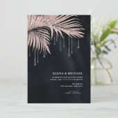 Jewel Palm Leaf Wedding Rose Gold/Navy ID830 (Stehend Vorderseite)