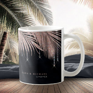Jewel Palm Leaf Wedding Rose Gold/Navy ID830 Kaffeetasse
