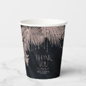 Jewel Palm Leaf Wedding Rose Gold/Navy ID830 Pappbecher (Rückseite)