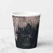Jewel Palm Leaf Wedding Rose Gold/Navy ID830 Pappbecher (Vorderseite)