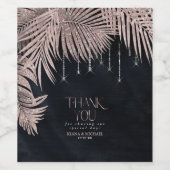 Jewel Palm Leaf Wedding Rose Gold/Navy ID830 Weinetikett (Einzelnes Label)