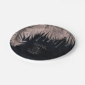 Jewel Palm Leaf Wedding Rose Gold/Navy V2 ID830 Pappteller (Schrägansicht)