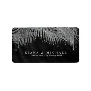 Jewel Palm Leaf Wedding Silver ID830 Adressaufkleber