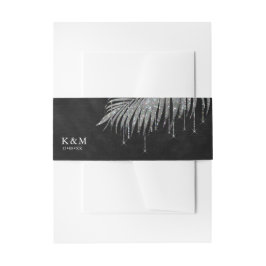 Jewel Palm Leaf Wedding Silver ID830 Einladungsbanderole