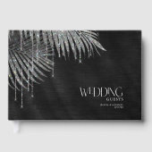 Jewel Palm Leaf Wedding Silver ID830 Gästebuch (Vorderseite)