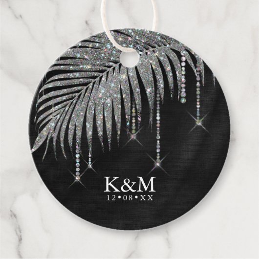 Jewel Palm Leaf Wedding Silver ID830 Geschenkanhänger (Vorderseite)