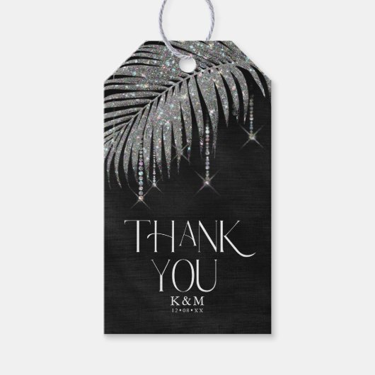 Jewel Palm Leaf Wedding Silver ID830 Geschenkanhänger (Vorderseite)