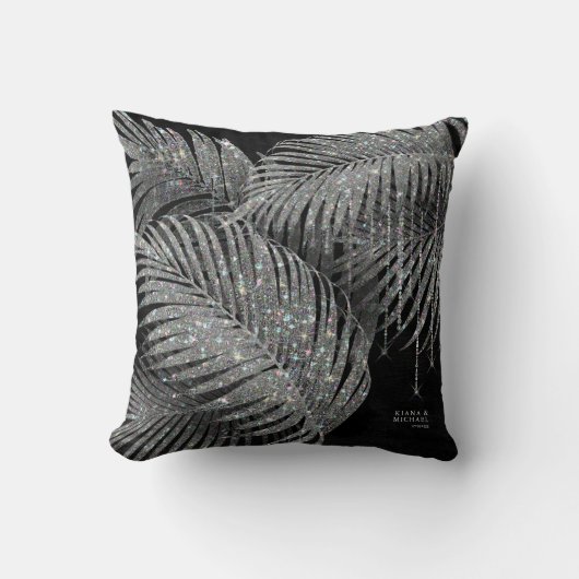 Jewel Palm Leaf Wedding Silver ID830 Kissen (Vorderseite)