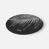 Jewel Palm Leaf Wedding Silver ID830 Pappteller (Schrägansicht)