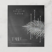 Jewel Palm Leaf Wedding Silver ID830 Platzkarte (Außenseite Aufgefaltet)