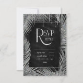 Jewel Palm Leaf Wedding Silver ID830 RSVP Karte (Vorderseite)