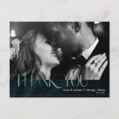 Jewel Palm Leaf Wedding Vielen Dank Aquamarin ID83 Ankündigungspostkarte (Vorderseite)