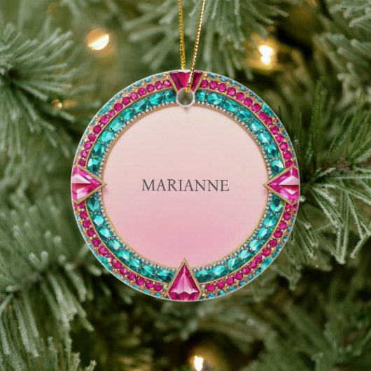 Jewel Pink und Türkis Keramik Ornament (Baum)