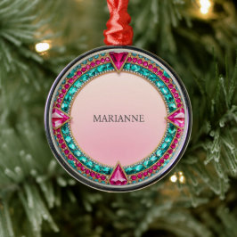 Jewel Pink und Türkis Ornament Aus Metall