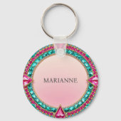 Jewel Pink und Türkis Schlüsselanhänger (Rückseite)