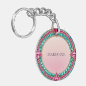 Jewel Pink und Türkis Schlüsselanhänger (Vorderseite links)