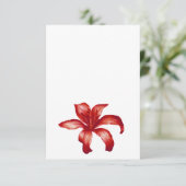 Jewel Red Lilie Aquarell Hochzeit einseitige Kunst Begleitkarte (Stehend Vorderseite)
