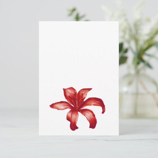 Jewel Red Lilie Aquarell Hochzeit einseitige Kunst Begleitkarte (Stehend Vorderseite)