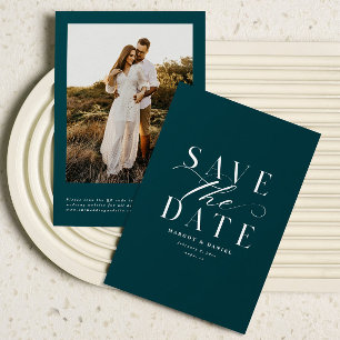 Jewel Tone Aquamarin Trendy Foto Save the Date QR 