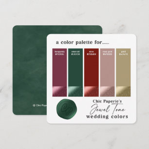 Jewel Tone Bold Hochzeits-Farbpalette Musterkarte Einladung