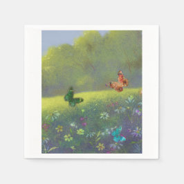 Jewel Tone Butterfliegen in Summer Meadow Serviette