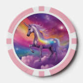 Jewel Tone Cosmic Sparkle Rainbow Glitzer Unicorn Pokerchips (Vorderseite)