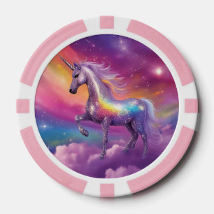 Jewel Tone Cosmic Sparkle Rainbow Glitzer Unicorn Pokerchips