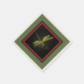 Jewel Tone Dragonfly Meets Mandala on Olive Green Serviette (Ecke)