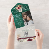 Jewel Tone Emerald Rustic Boho Wedding All In One Einladung (Abreißen)