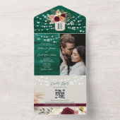 Jewel Tone Emerald Rustic Boho Wedding All In One Einladung (Innen Boden)