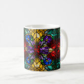 Jewel Tone Floral Stained Glass Art Mug Kaffeetasse (VorderseiteRechts)