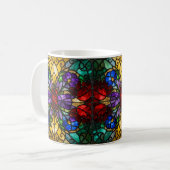 Jewel Tone Floral Stained Glass Art Mug Kaffeetasse (Vorderseite Links)