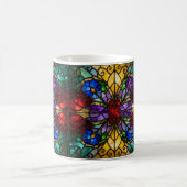 Jewel Tone Floral Stained Glass Art Mug Kaffeetasse (Mittel)