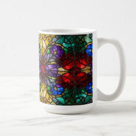 Jewel Tone Floral Stained Glass Art Mug Kaffeetasse