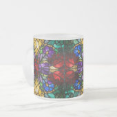 Jewel Tone Floral Stained Glass Art Mug Mattglastasse (Vorderseite Links)
