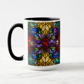 Jewel Tone Floral Stained Glass Art Mug Tasse (Links)