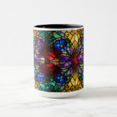 Jewel Tone Floral Stained Glass Art Mug Tasse (Zentrum)