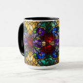 Jewel Tone Floral Stained Glass Art Mug Tasse (Vorderseite Links)