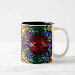 Jewel Tone Floral Stained Glass Art Mug Zweifarbige Tasse