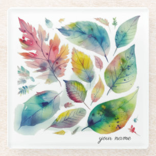 Jewel Tone Forest Watercolor, custom Glasuntersetzer