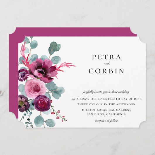 Jewel Tone Garden Floral Wedding Einladung (Vorne/Hinten)